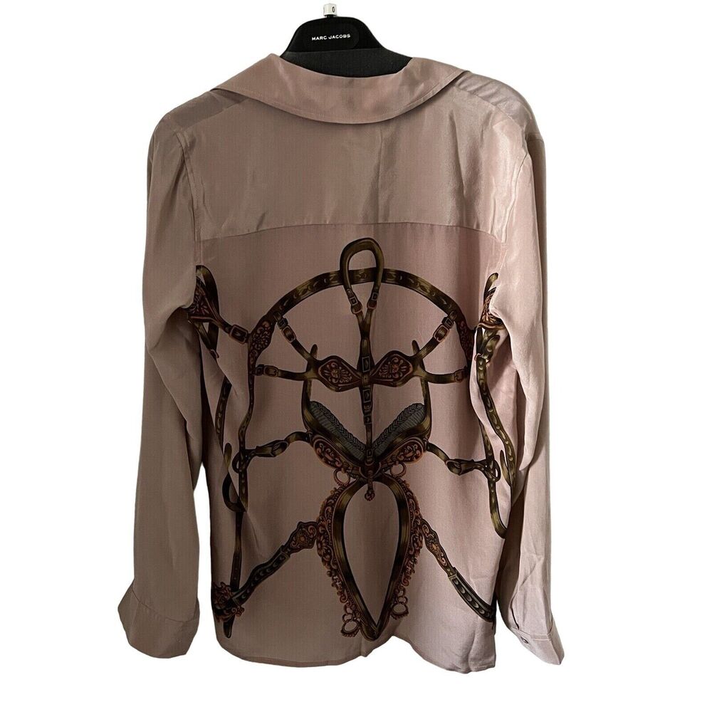 L’Agence Shirt Womens Size XS Harness Belt Print Blouse Tiny Flaw